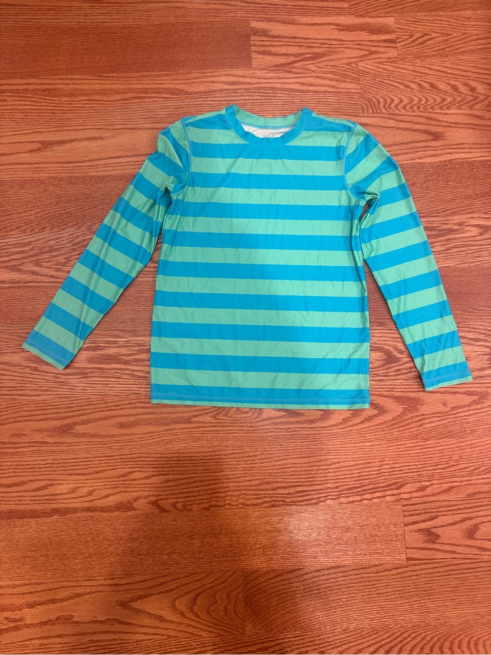 Primary Kids Long Sleeve Swim Rashguard - Teal & Aqua Stripe
